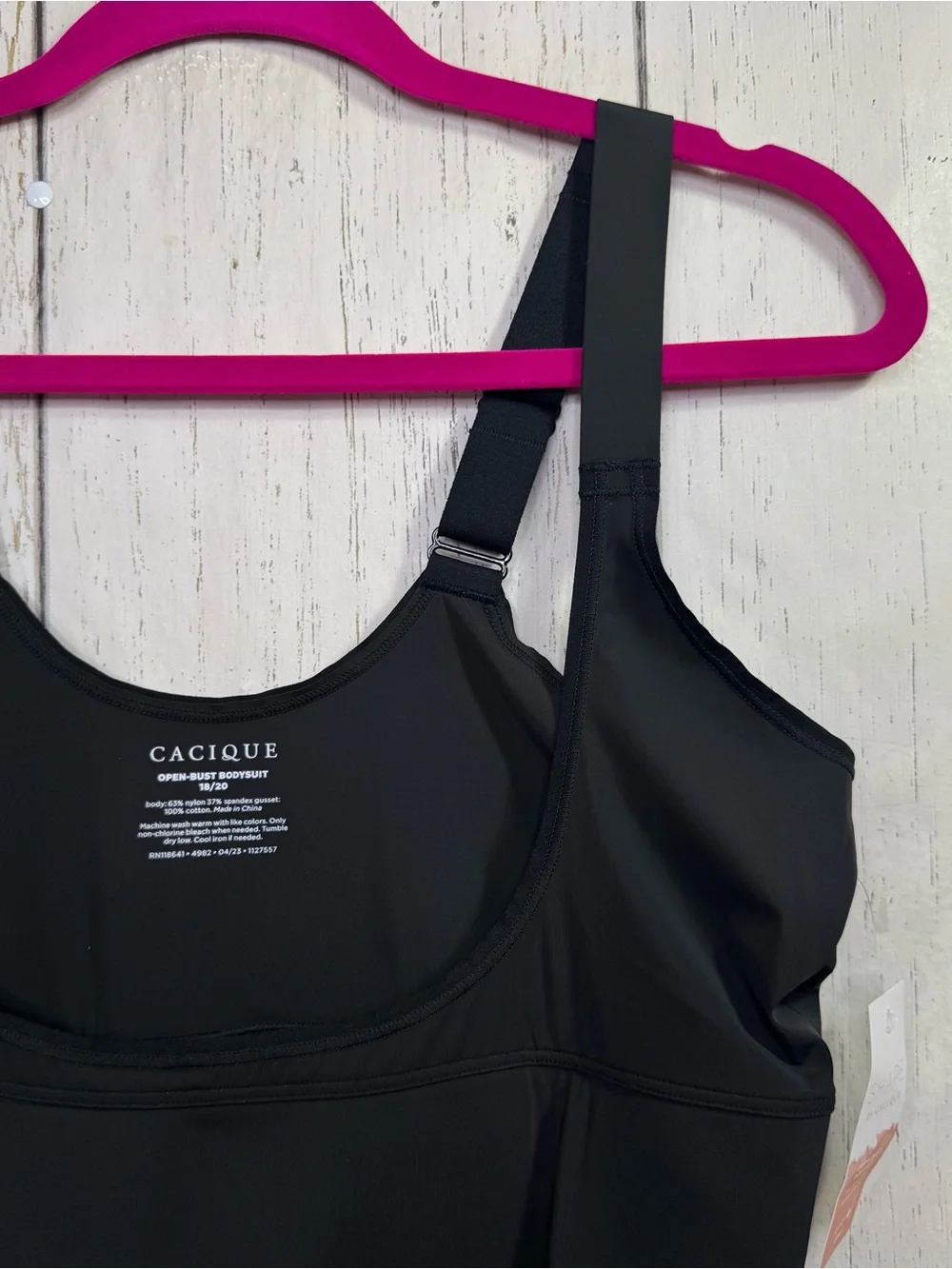 Cacique Open Bust Bodysuit Shapewear Black Plus Size 18/20 Tummy Control NWT - Picture 4 of 12